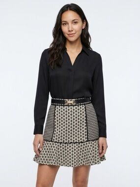 NWT Loft Elegant Black and Cream Patterned Skirt